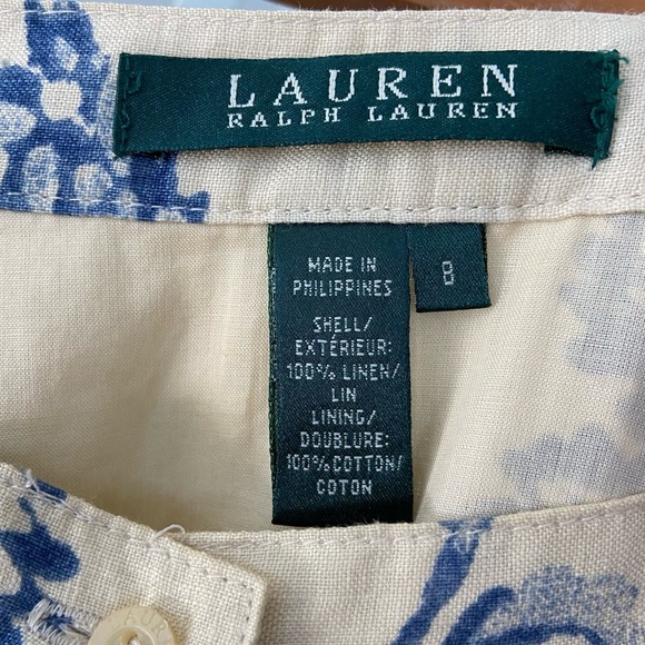 Lauren RL 100% Linen button Front A-Line Midi Skirt size 8 - Picture 5 of 9